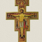 Byzantine-style cross displayed in the Basilica of St. Clare